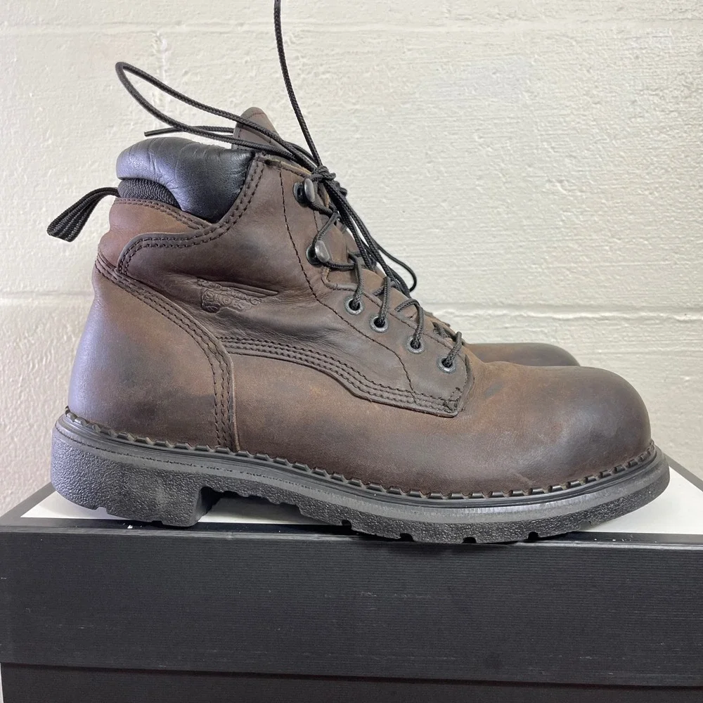 RED WING 4406 Steel Toe Brown Leather Work Boots Waterproof Men's US 9 D/8 UK